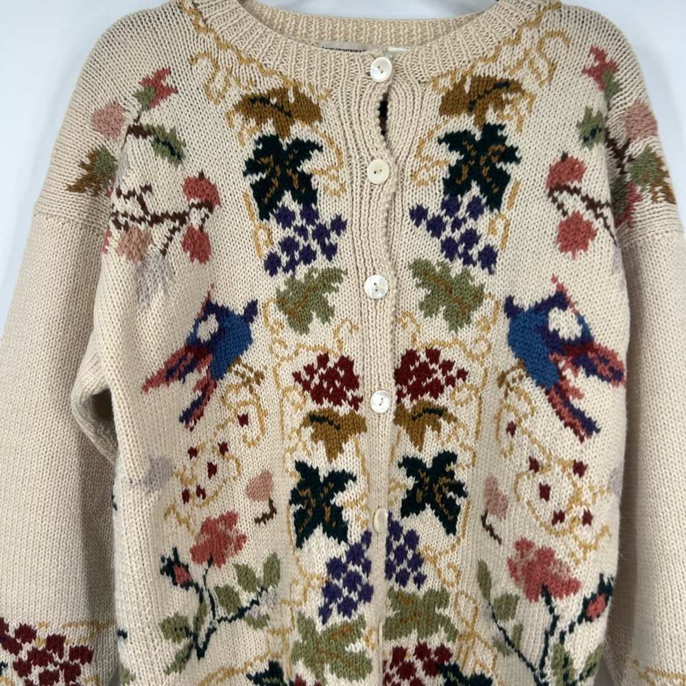 Vintage Abercrombie & Fitch Handkitted Printed Wool Button Front Cardigan - Picture 2 of 8